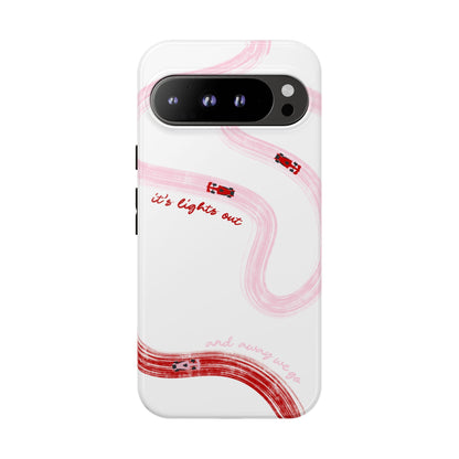 F1 Phone Case Pink and Red Painted "its lights out and away we go", Trendy F1 Gift, Formula 1 Gift, Cute F1 Phone Case, Unique Phone Case