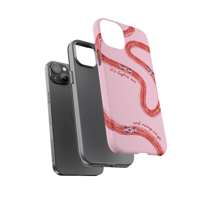 F1 Phone Case Pink and Red Painted "its lights out and away we go", Trendy F1 Gift, Formula 1 Gift, Cute F1 Phone Case, Unique Phone Case