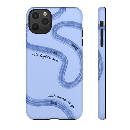 F1 Phone Case Monochrome Blue Painted "its lights out and away we go", Trendy F1 Gift, Formula 1 Gift, Cute F1 Phone Case, Phone Case