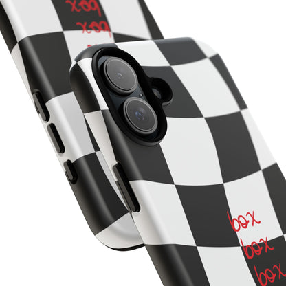Black and Red Checkered F1 Phone Case, Box Box Box F1 Phone Case