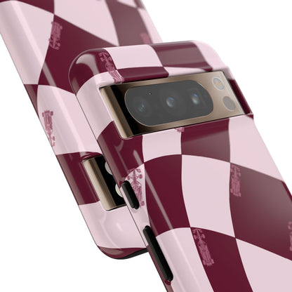 F1 Phone Case Pink Checkered Design, Trendy F1 Gift, Formula 1 Gift, Cute F1 Phone Case, Unique Formula One Phone Case