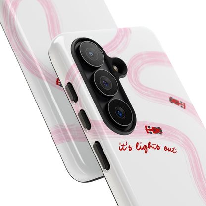 F1 Phone Case Pink and Red Painted "its lights out and away we go", Trendy F1 Gift, Formula 1 Gift, Cute F1 Phone Case, Unique Phone Case