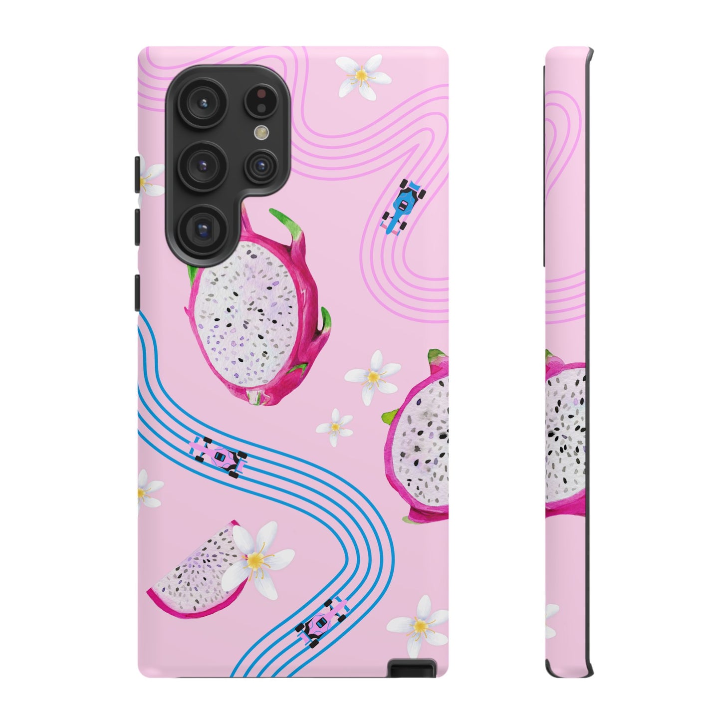 Pink F1 Alpine and Dragonfruit Phone Case, Trendy F1 Gift, Formula 1 Gift, Cute Fruit F1 Phone Case, Unique Phone Case