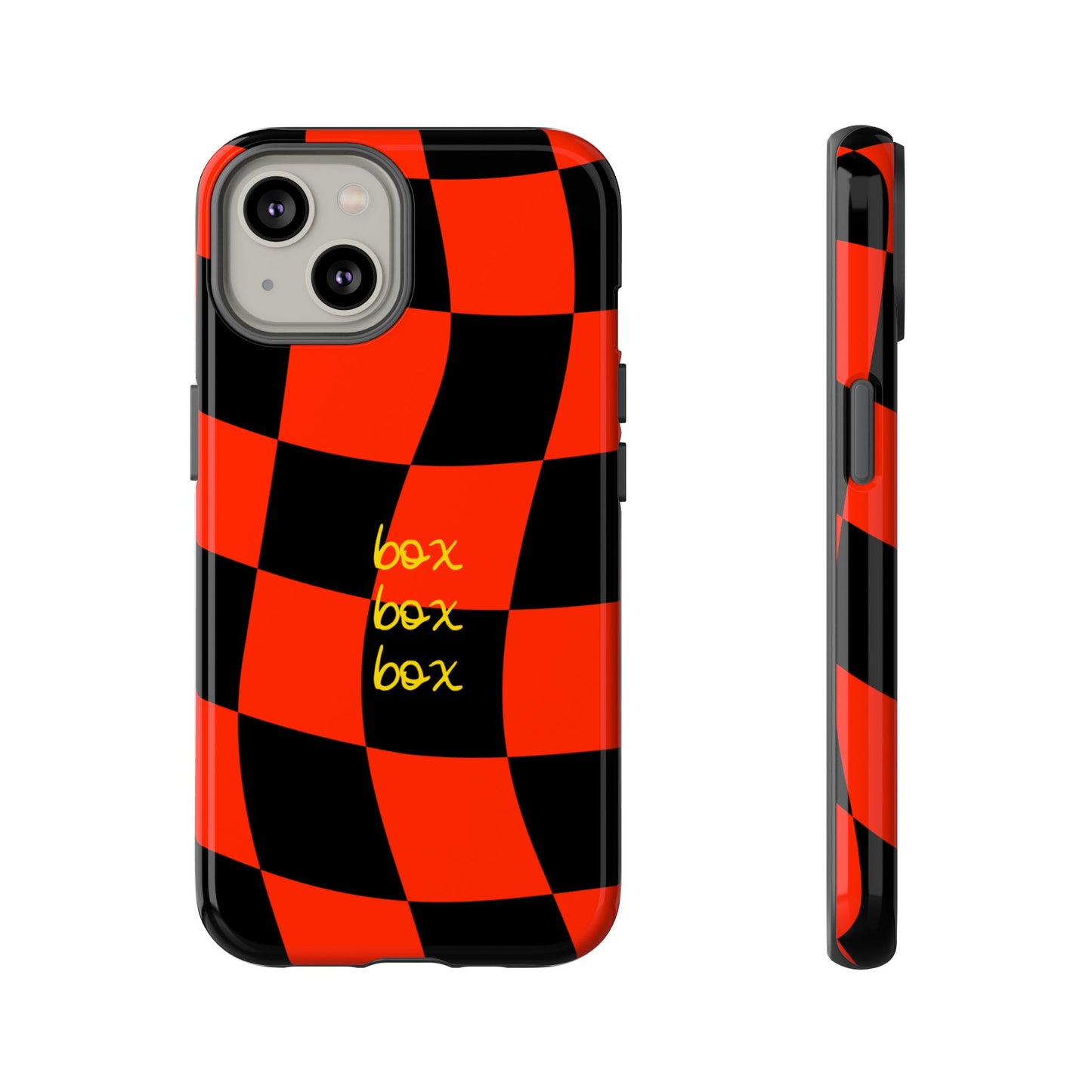 F1 Ferrari Black and Red Checkered Phone Case, Box Box Box F1 Phone Case