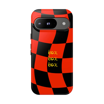 F1 Ferrari Black and Red Checkered Phone Case, Box Box Box F1 Phone Case