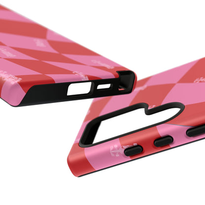 F1 Phone Case Pink and Red Checkerboard Design, Trendy F1 Gift, Girly Formula 1 Gift, Cute F1 Phone Case, Unique Formula One Phone Case