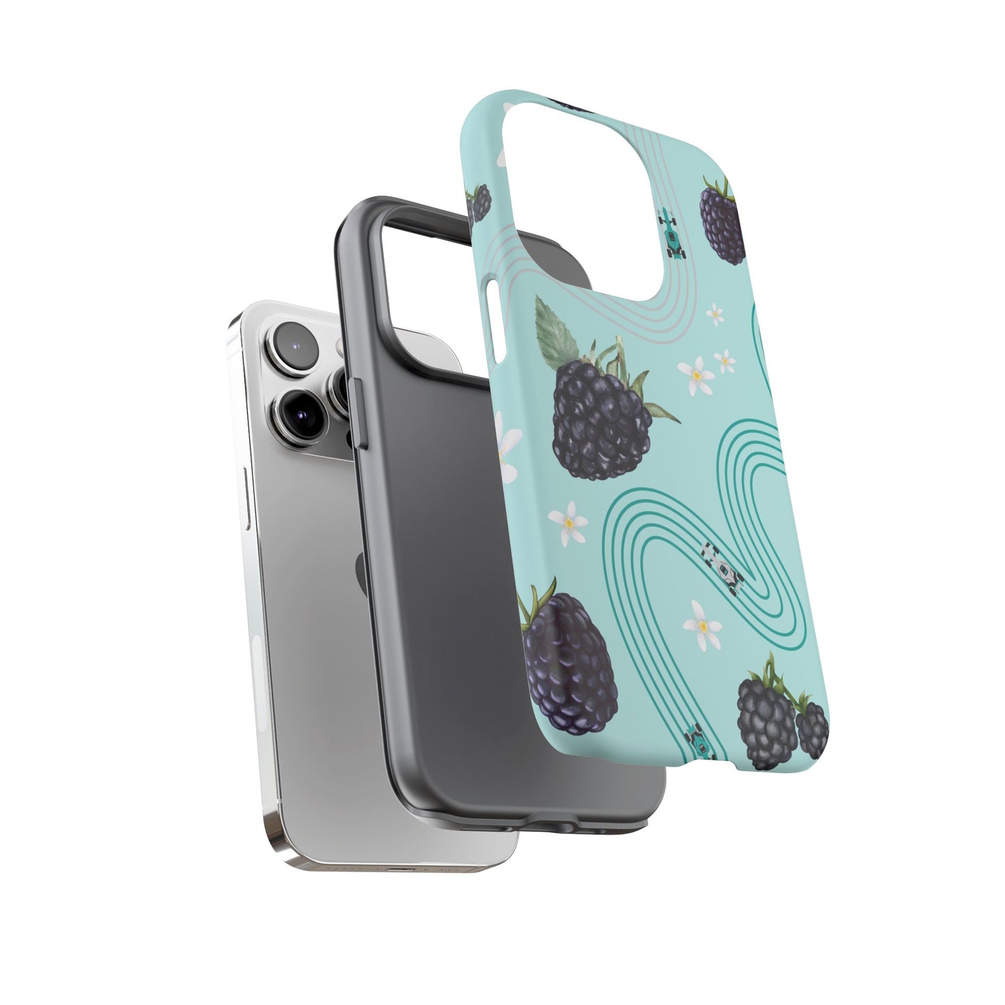 Teal F1 Mercedes and Blackberries Phone Case , Trendy F1 Gift, Formula 1 Gift, Cute Fruit F1 Phone Case, Unique Phone Case