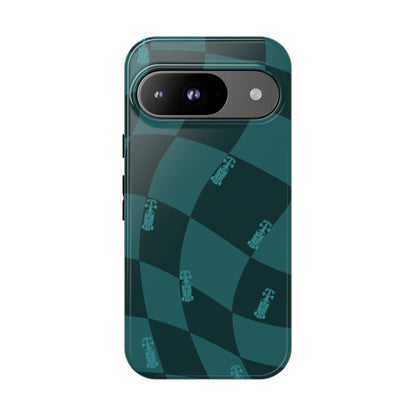 F1 Phone Case Teal Checkered Design, Trendy F1 Gift, Formula 1 Gift, Cute F1 Phone Case, Unique Formula One Phone Case