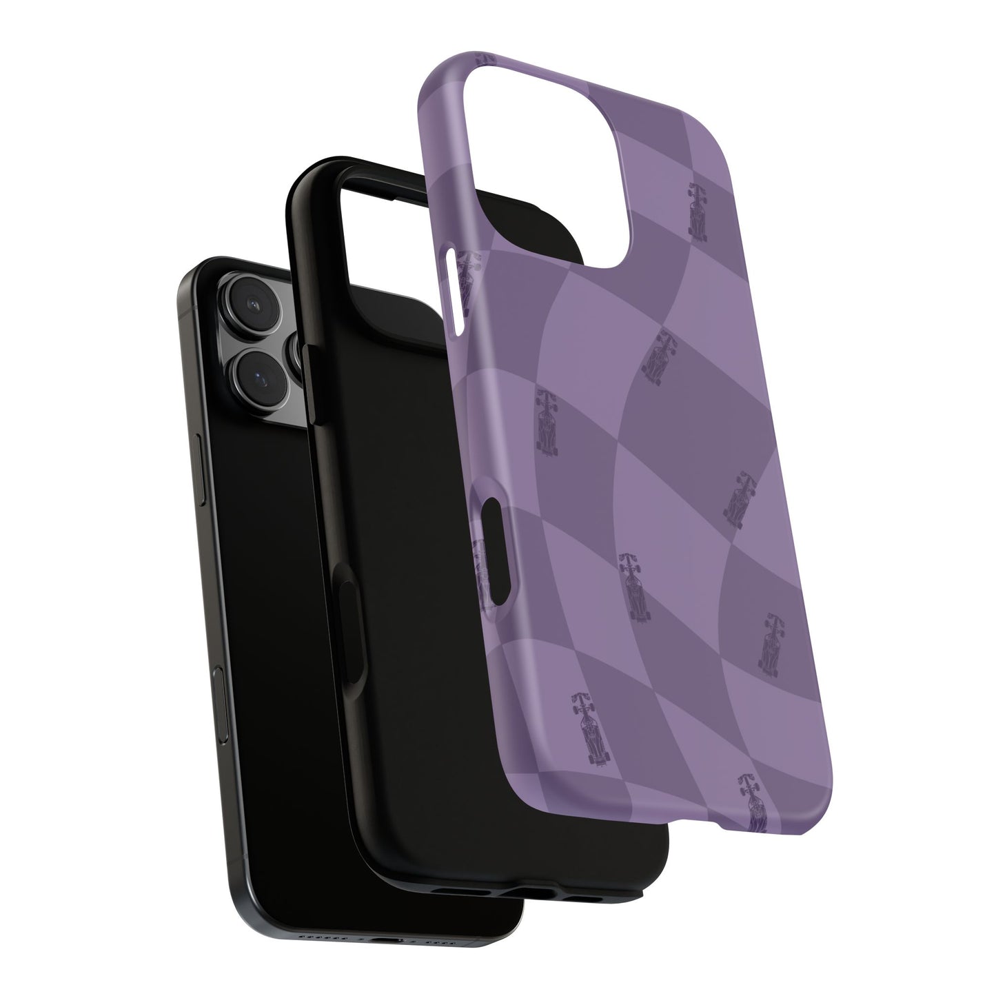 F1 Phone Case Purple Checkered Design, Trendy F1 Gift, Formula 1 Gift, Cute F1 Phone Case, Unique Formula One Phone Case