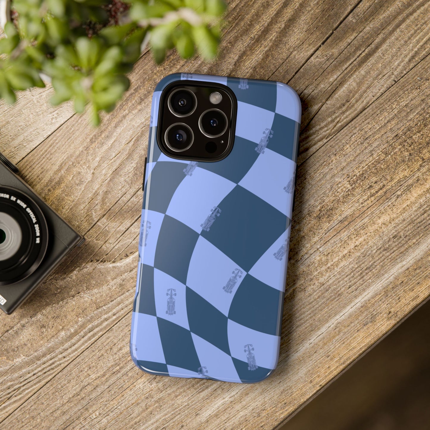 F1 Phone Case Blue Checkerboard Design, Trendy F1 Gift, Formula 1 Gift, Cute F1 Phone Case, Unique Formula One Phone Case