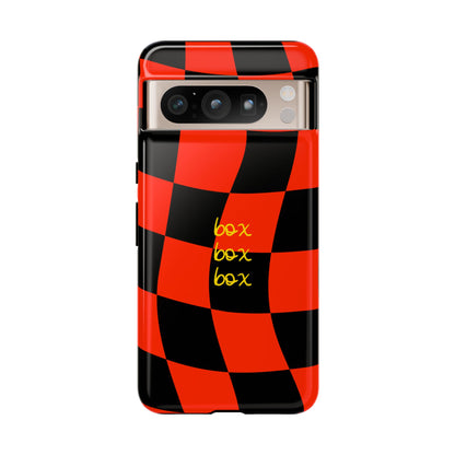 F1 Ferrari Black and Red Checkered Phone Case, Box Box Box F1 Phone Case