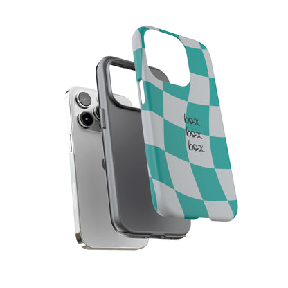 Mercedes Teal and Grey Checkered F1 Phone Case, Box Box Box F1 Phone Case