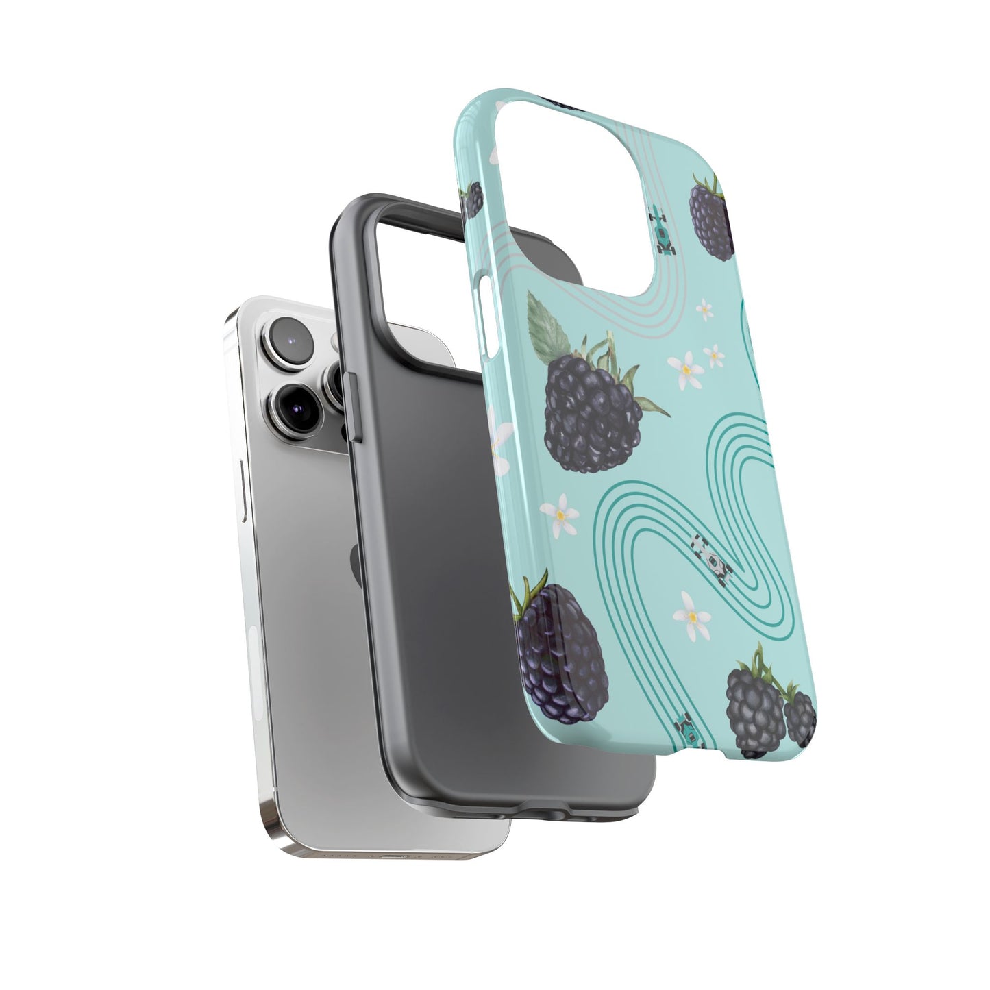 Teal F1 Mercedes and Blackberries Phone Case , Trendy F1 Gift, Formula 1 Gift, Cute Fruit F1 Phone Case, Unique Phone Case