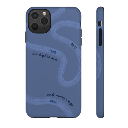F1 Phone Case Monochrome Dark Blue Painted "its lights out and away we go", Trendy F1 Gift, Formula 1 Gift, Cute F1 Phone Case, Phone Case