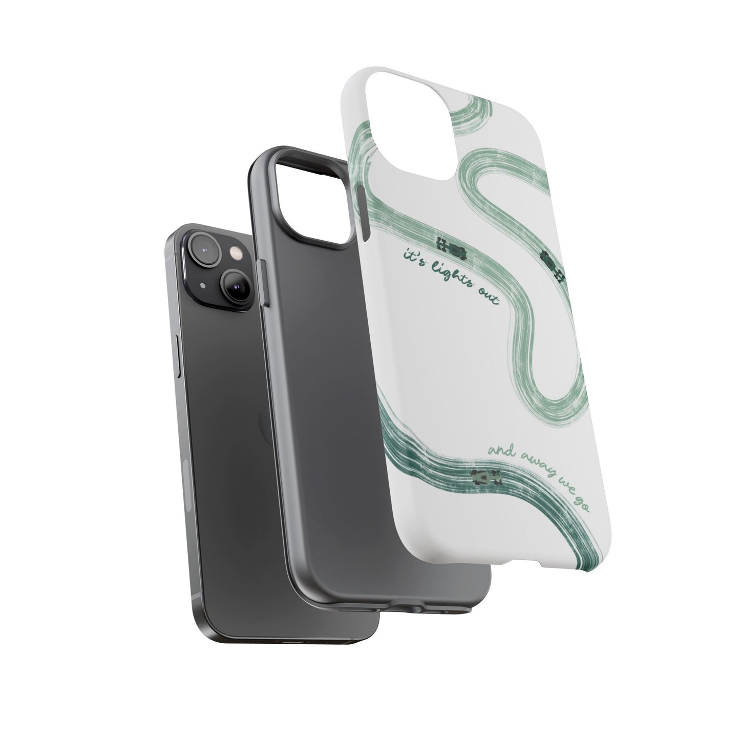 F1 Phone Case Green Painted "its lights out and away we go", Trendy F1 Gift, Formula 1 Gift, Cute F1 Phone Case, Gift for F1 Fans