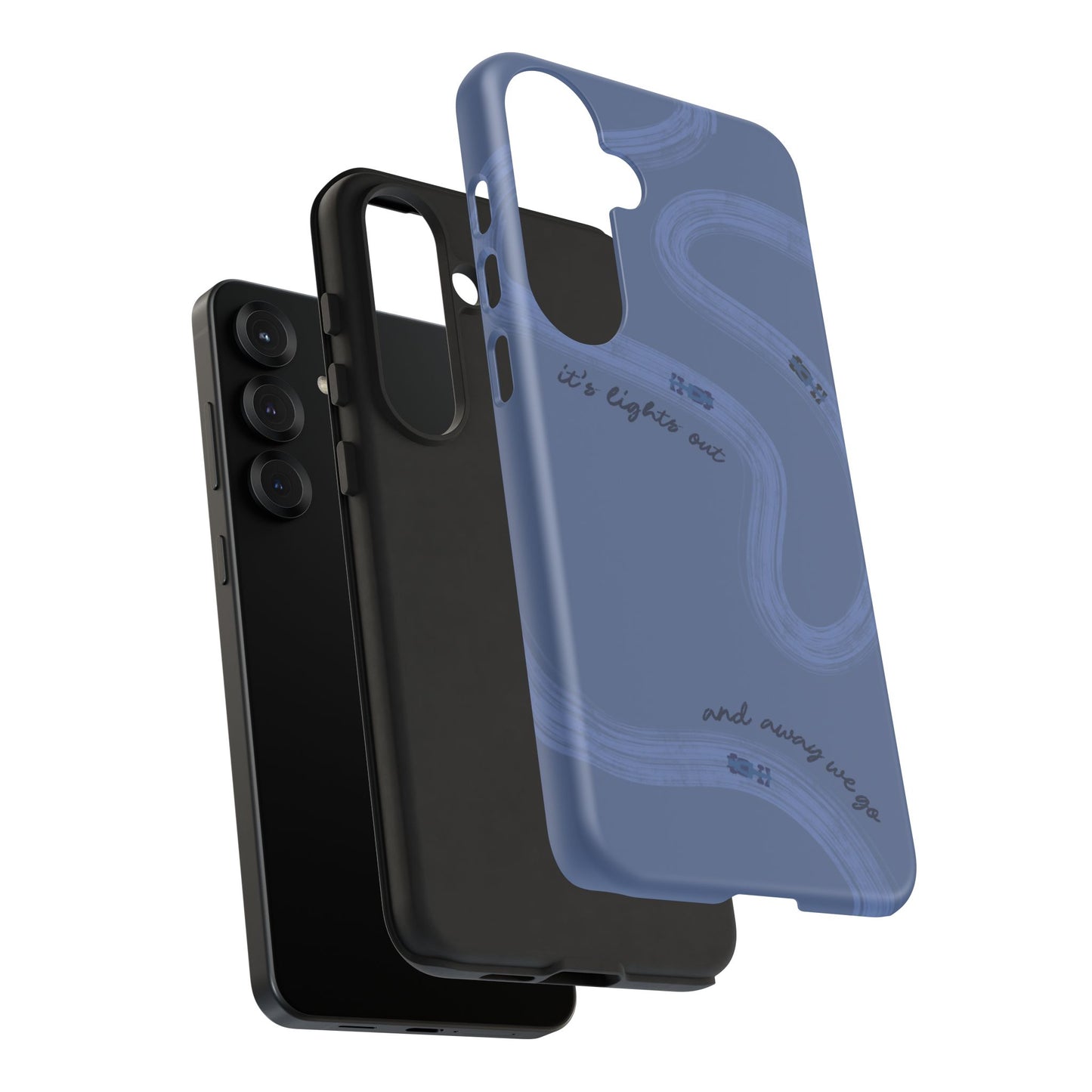 F1 Phone Case Monochrome Dark Blue Painted "its lights out and away we go", Trendy F1 Gift, Formula 1 Gift, Cute F1 Phone Case, Phone Case