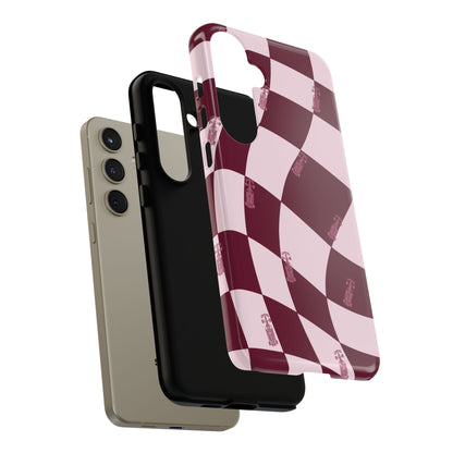 F1 Phone Case Pink Checkered Design, Trendy F1 Gift, Formula 1 Gift, Cute F1 Phone Case, Unique Formula One Phone Case