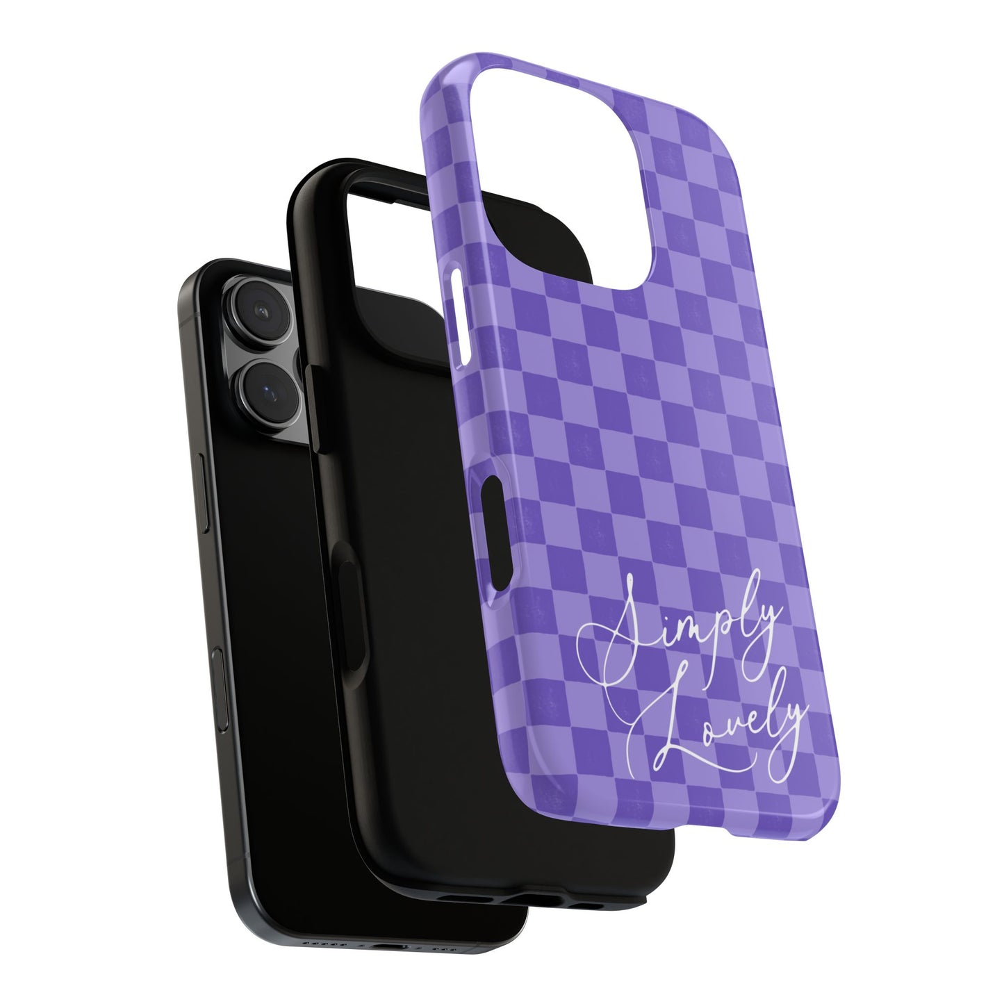 Simply Lovely Purple Checkered F1 Phone Case Design, Trendy F1 Gift, Formula 1 Gift, Cute F1 Phone Case