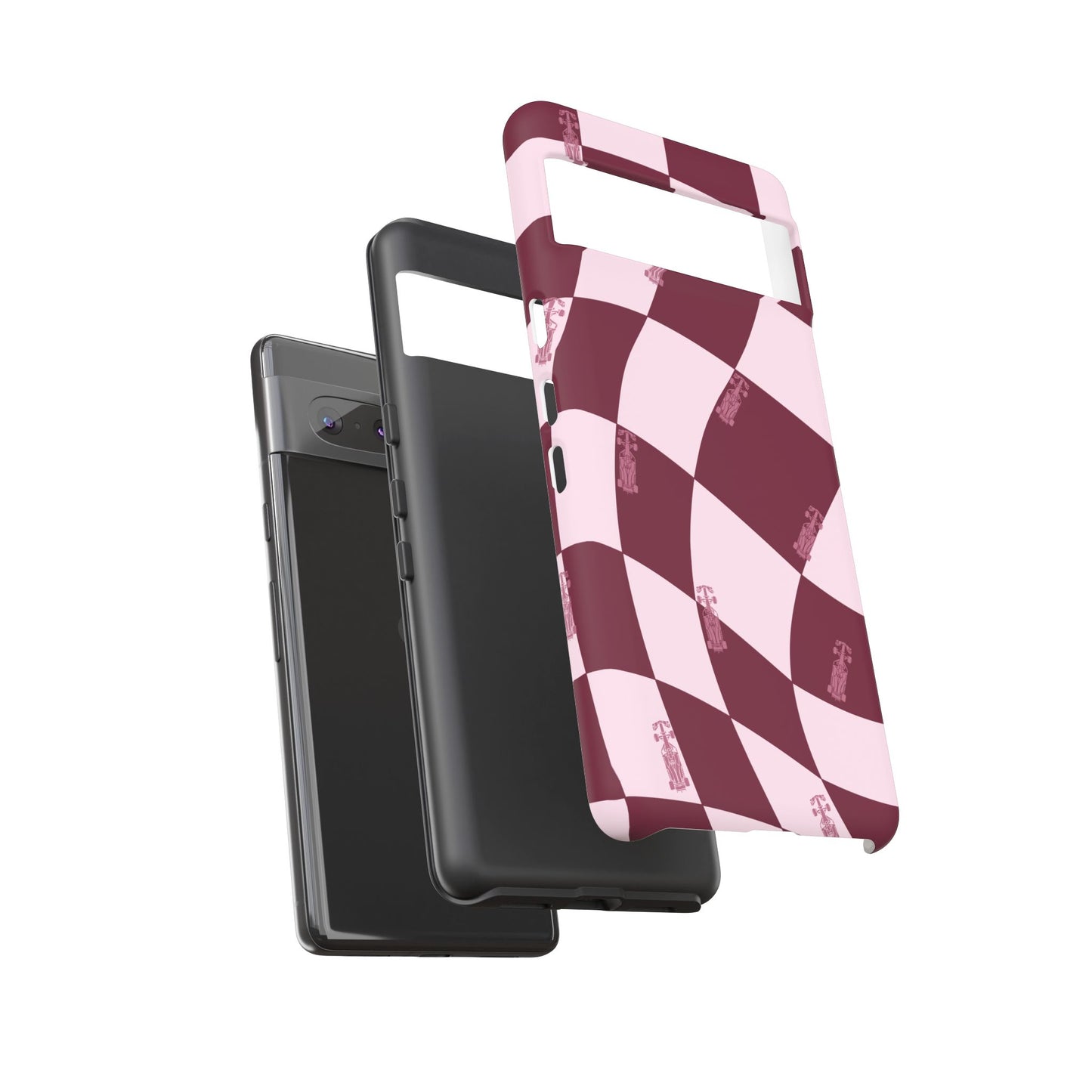 F1 Phone Case Pink Checkered Design, Trendy F1 Gift, Formula 1 Gift, Cute F1 Phone Case, Unique Formula One Phone Case