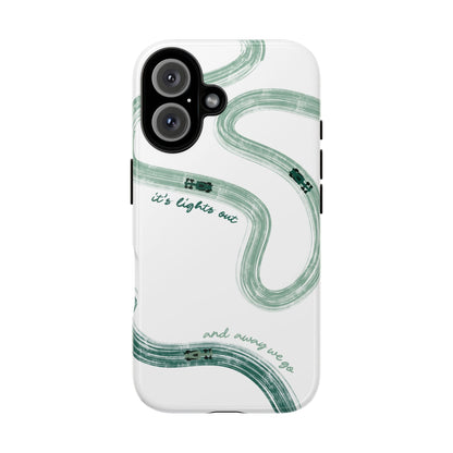 F1 Phone Case Green Painted "its lights out and away we go", Trendy F1 Gift, Formula 1 Gift, Cute F1 Phone Case, Gift for F1 Fans