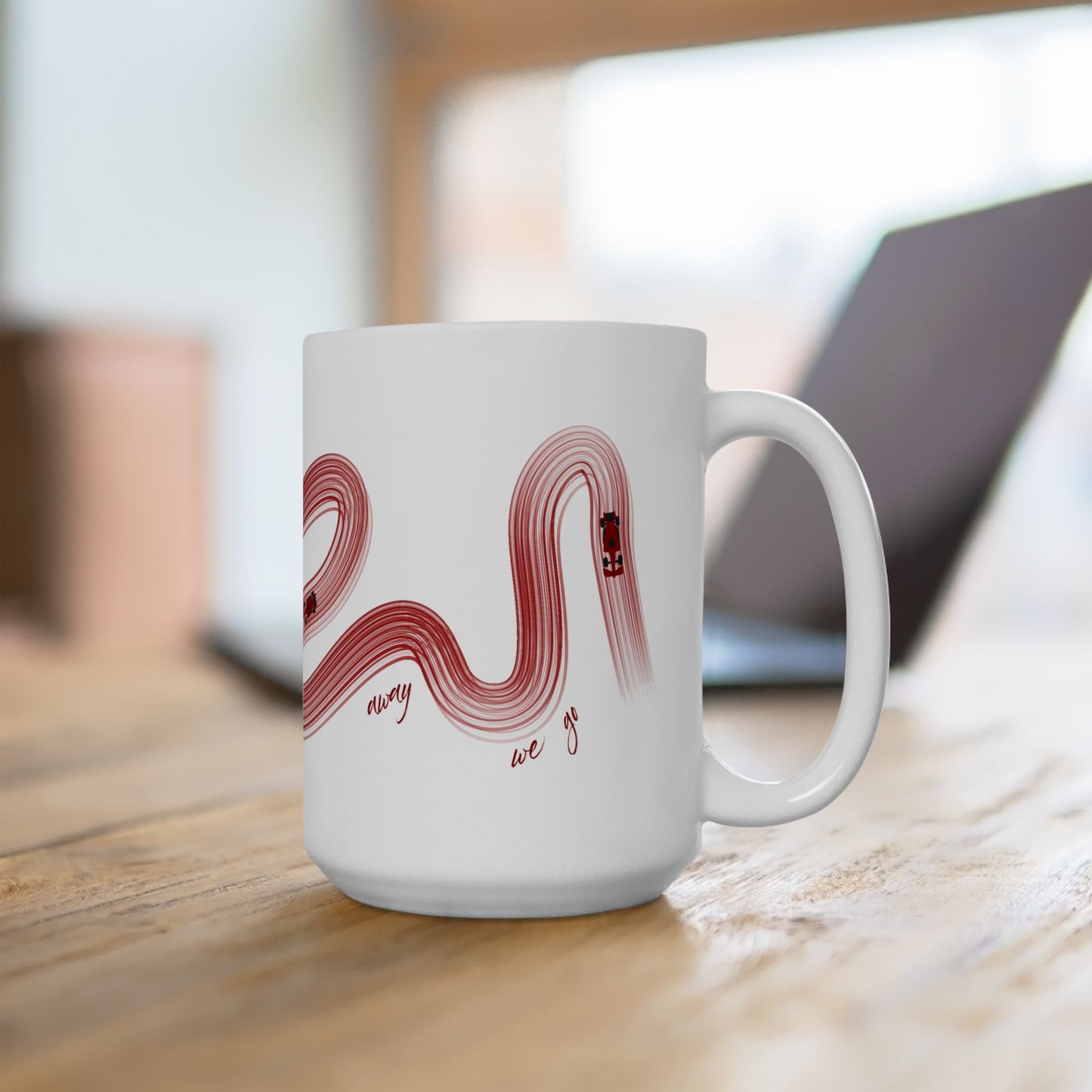Red Painted F1  It's Lights Out and Away We Go Mug, Unique Gift for Coffee Lovers, Whimsical Formula 1 Gift