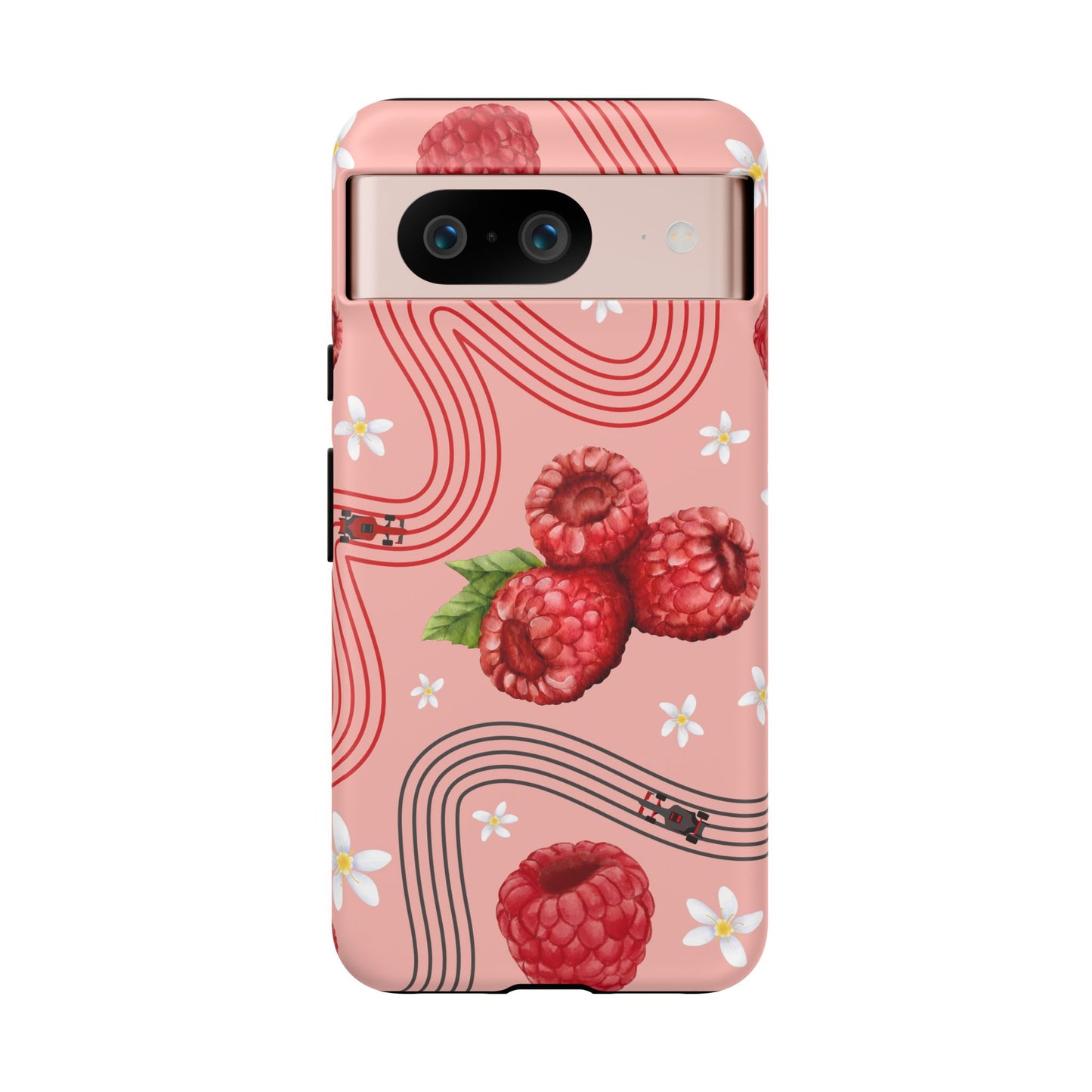 Red F1 Haas and Raspberries Phone Case, Trendy F1 Gift, Formula 1 Gift, Cute Fruit F1 Phone Case, Unique Phone Case