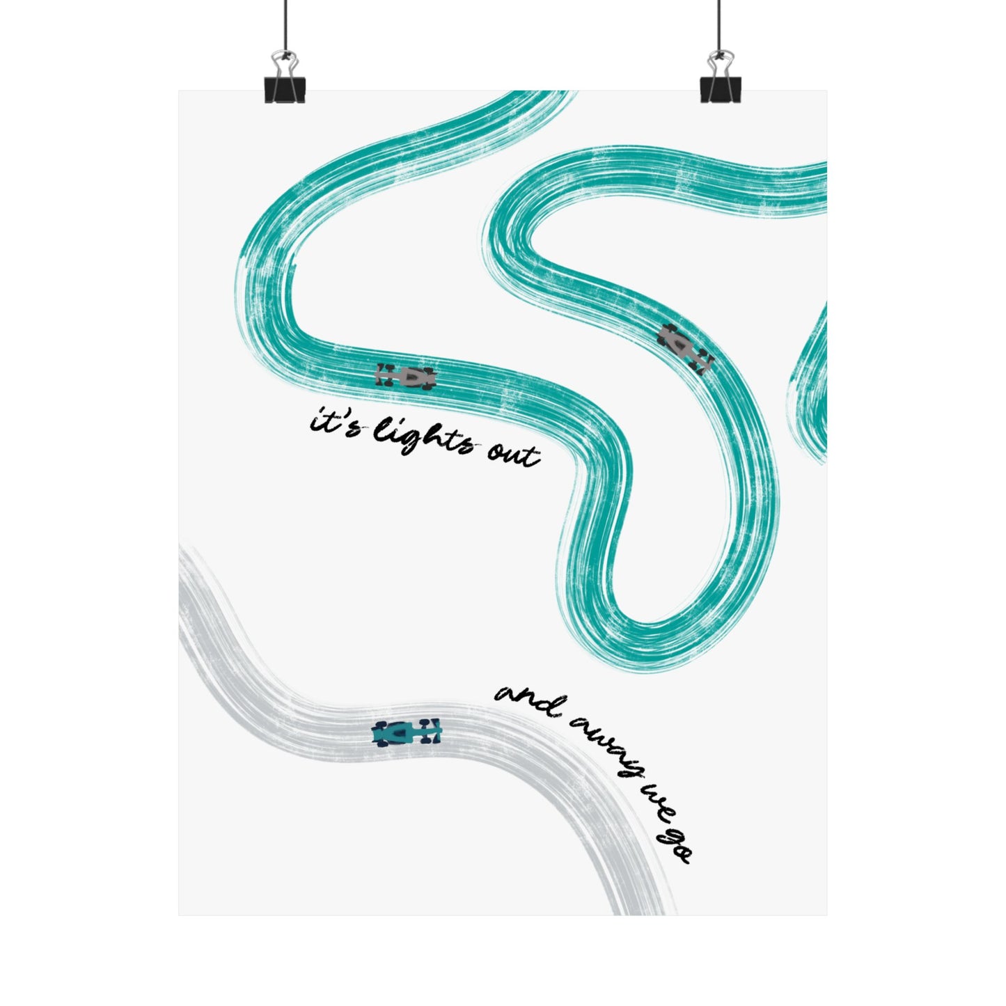 Mercedes Teal and Silver F1 Matte Vertical Poster | F1 Giclée Art Print (US SIZING)