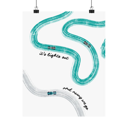 Mercedes Teal and Silver F1 Matte Vertical Poster | F1 Giclée Art Print (US SIZING)