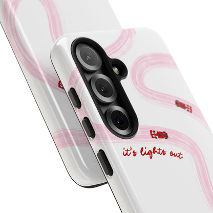 F1 Phone Case Pink and Red Painted "its lights out and away we go", Trendy F1 Gift, Formula 1 Gift, Cute F1 Phone Case, Unique Phone Case