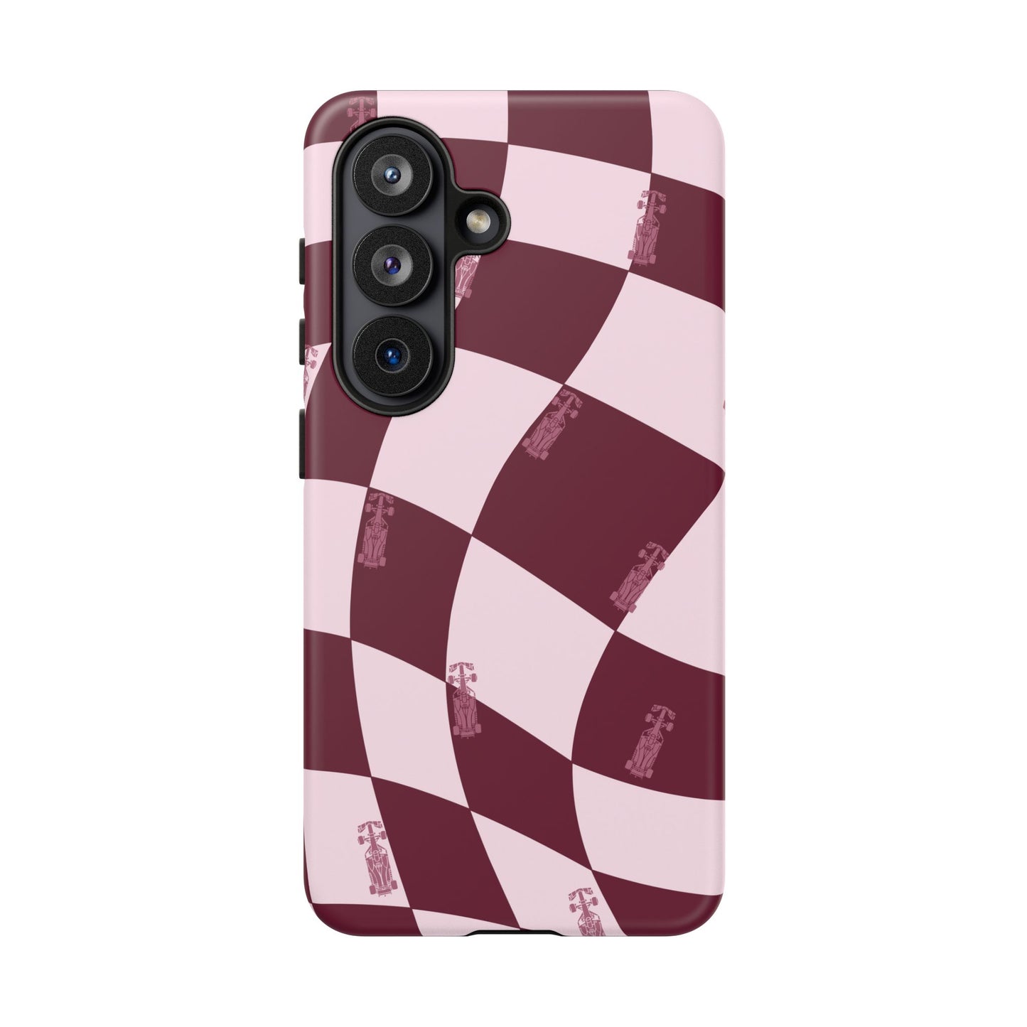 F1 Phone Case Pink Checkered Design, Trendy F1 Gift, Formula 1 Gift, Cute F1 Phone Case, Unique Formula One Phone Case