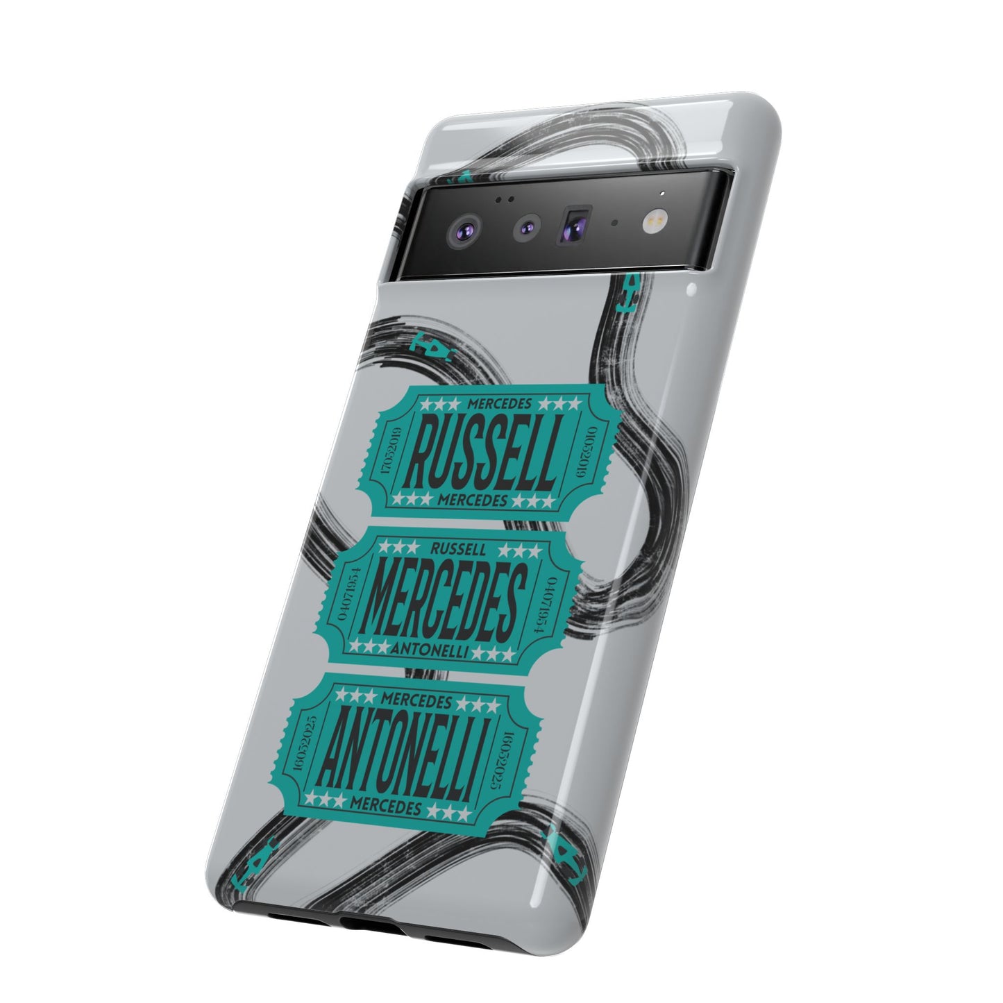 Mercedes F1 Phone Case Painted Ticket Stubs, Trendy F1 Gift, Formula 1 Gift, Cute F1 Phone Case