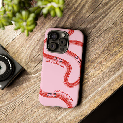 F1 Phone Case Pink and Red Painted "its lights out and away we go", Trendy F1 Gift, Formula 1 Gift, Cute F1 Phone Case, Unique Phone Case