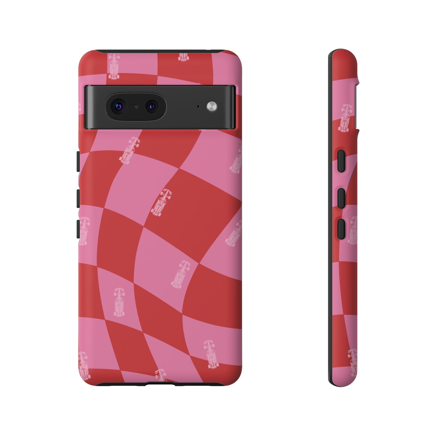 F1 Phone Case Pink and Red Checkerboard Design, Trendy F1 Gift, Girly Formula 1 Gift, Cute F1 Phone Case, Unique Formula One Phone Case