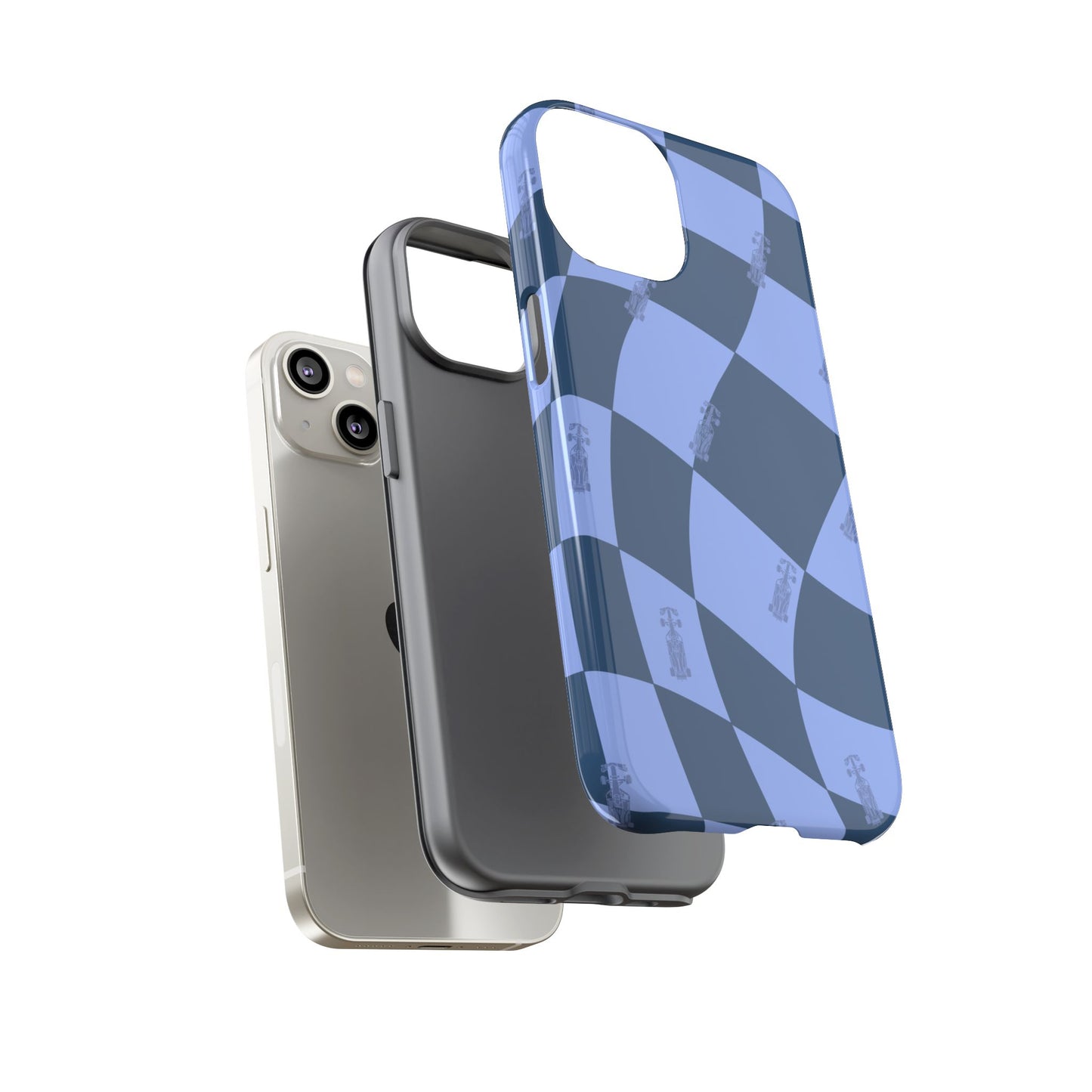 F1 Phone Case Blue Checkerboard Design, Trendy F1 Gift, Formula 1 Gift, Cute F1 Phone Case, Unique Formula One Phone Case