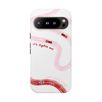 F1 Phone Case Pink and Red Painted "its lights out and away we go", Trendy F1 Gift, Formula 1 Gift, Cute F1 Phone Case, Unique Phone Case