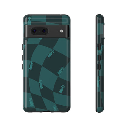 F1 Phone Case Teal Checkered Design, Trendy F1 Gift, Formula 1 Gift, Cute F1 Phone Case, Unique Formula One Phone Case