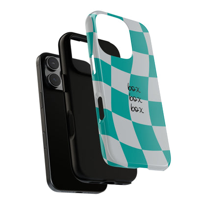 Mercedes Teal and Grey Checkered F1 Phone Case, Box Box Box F1 Phone Case