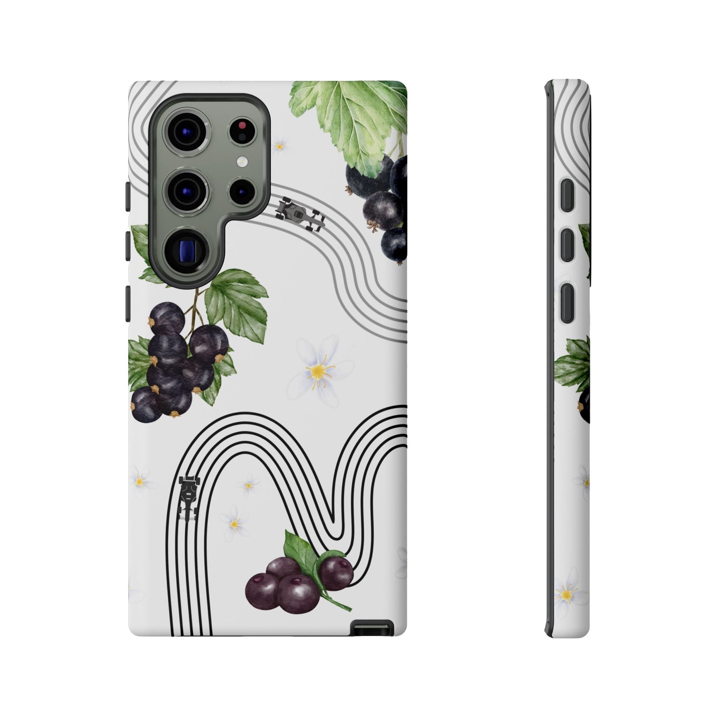F1 Cadillac and Black Currants Phone Case, Trendy F1 Gift, Formula 1 Gift, Cute Fruit F1 Phone Case, Unique Phone Case