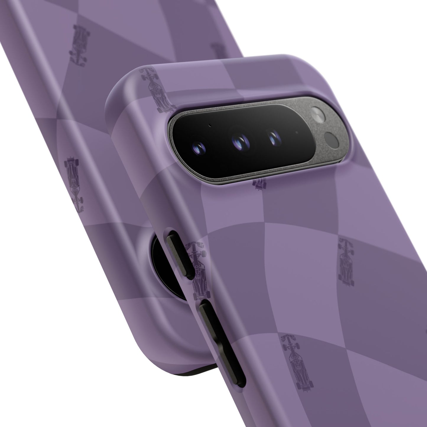 F1 Phone Case Purple Checkered Design, Trendy F1 Gift, Formula 1 Gift, Cute F1 Phone Case, Unique Formula One Phone Case