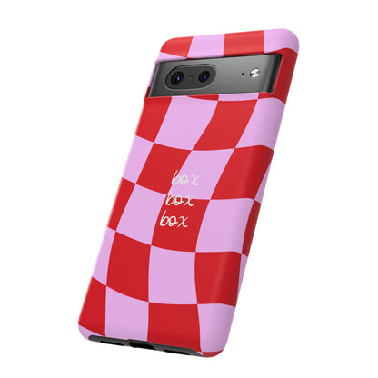 Pink and Red Checkered F1 Phone Case, Box Box Box F1 Phone Case