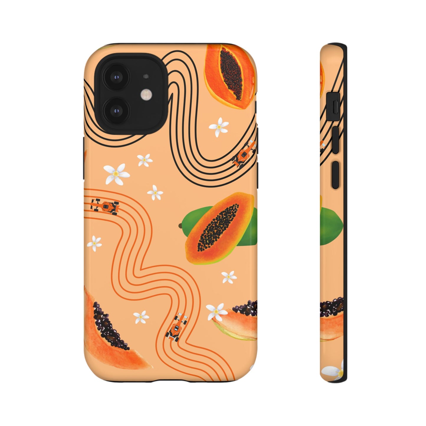 Orange F1 McLaren and Papaya Phone Case, Trendy F1 Gift, Formula 1 Gift, Cute Fruit F1 Phone Case, Unique Phone Case