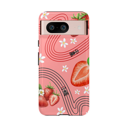 Red F1 Audi and Strawberries Phone Case, Trendy F1 Gift, Formula 1 Gift, Cute Fruit F1 Phone Case, Unique Phone Case