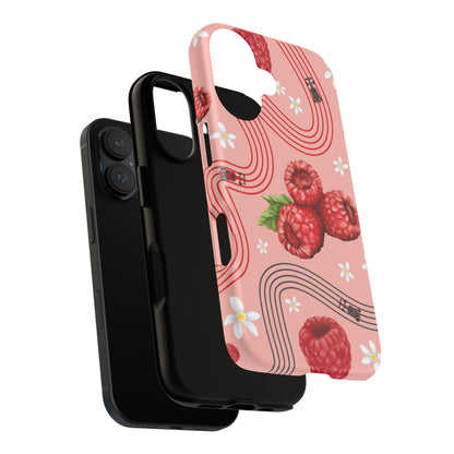 Red F1 Haas and Raspberries Phone Case, Trendy F1 Gift, Formula 1 Gift, Cute Fruit F1 Phone Case, Unique Phone Case
