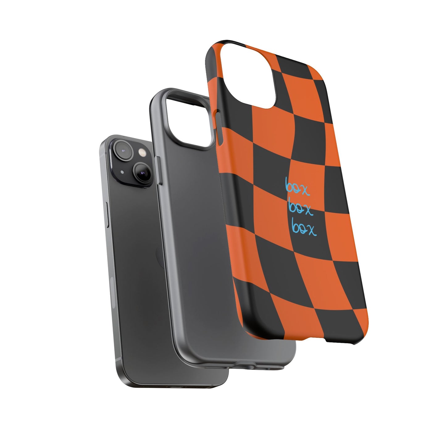 McLaren Orange and Black Checkered F1 Phone Case, Box Box Box F1 Phone Case