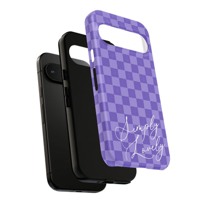 Simply Lovely Purple Checkered F1 Phone Case Design, Trendy F1 Gift, Formula 1 Gift, Cute F1 Phone Case