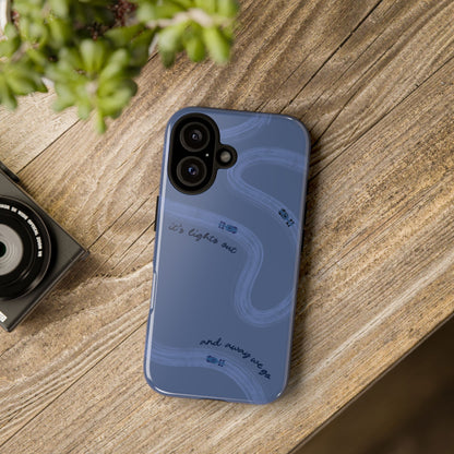 F1 Phone Case Monochrome Dark Blue Painted "its lights out and away we go", Trendy F1 Gift, Formula 1 Gift, Cute F1 Phone Case, Phone Case