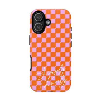 Simply Lovely Orange and Pink Checkered F1 Phone Case Design, Trendy F1 Gift, Formula 1 Gift, Cute F1 Phone Case