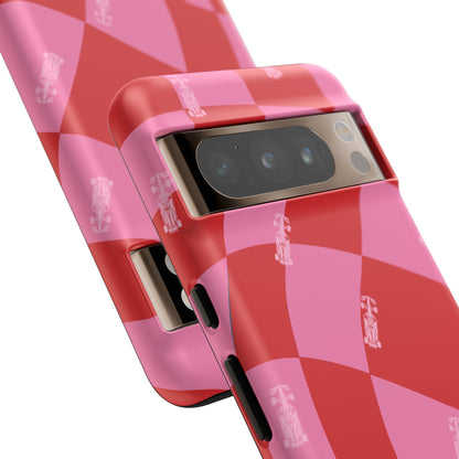 F1 Phone Case Pink and Red Checkerboard Design, Trendy F1 Gift, Girly Formula 1 Gift, Cute F1 Phone Case, Unique Formula One Phone Case