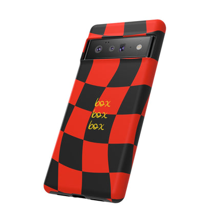F1 Ferrari Black and Red Checkered Phone Case, Box Box Box F1 Phone Case