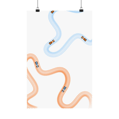 McLaren Orange and Blue F1 Matte Vertical Poster | Formula 1 Art Print (US SIZING)
